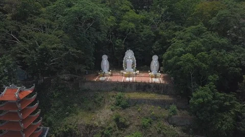 2K Aerial close-up view of ancient pagoda in Ta Cu Mountain, Vietnam Stock-Footage 97874428