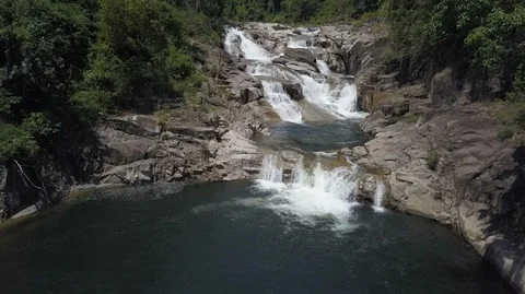 2K Aerial close-up view of Yang Bay waterfall in Nha Trang Vietnam Stock Footage 97873967
