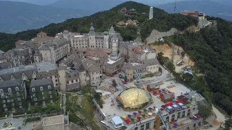 2K Aerial top view of Ba Na Hills, Da Nang, Vietnam Stock Footage 97876712
