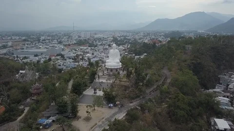 2K Aerial Top view of Sitting Big Buddha in Asia Stock Footage 97867258
