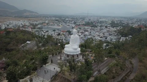 2K Aerial Top view of Sitting Big Buddha in Asia Stock-Footage 97867331