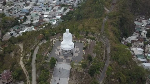 2K Aerial Top view of Sitting Big Buddha in Asia Stock Footage 97868070
