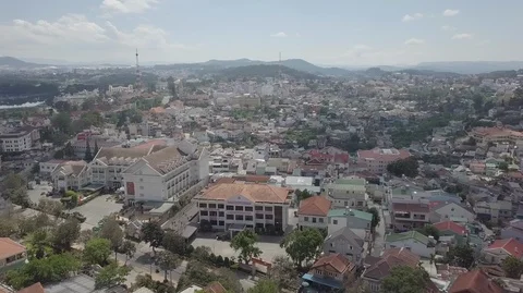 2K Aerial view of Da Lat City Panorama Stock Footage 97858305