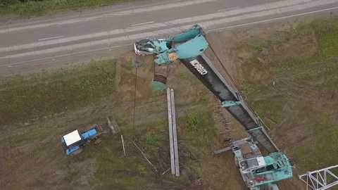 2K Building - View from above - Kobelco Mobile Crane 2 스톡 동영상 99792833