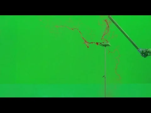 2K Cable Strike Blood Splash Leak VFX Overlay on Green Screen Video stock 346157419