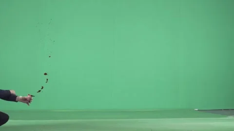 2K Concentrated Blood Spurt Stream VFX Overlay on Green Screen Video stock 342036086