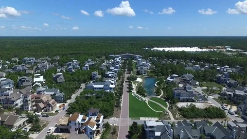 2K Drone Clip Flying Over Neighborhood Out to Huge Forest Stock Footage 123087009