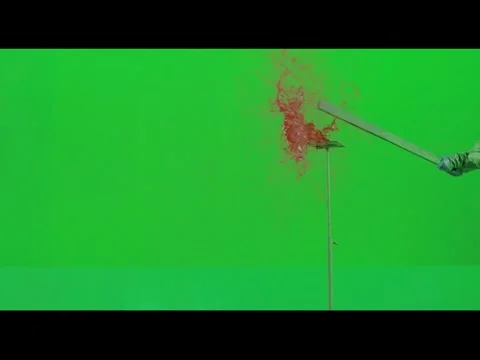 2K Dynamic Directional Blood Splash Spray VFX Overlay on Green Background Video stock 346882571