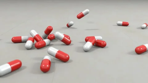 2k Falling Pills fly-over Stock Footage 51374183