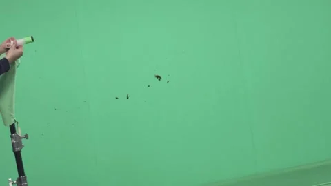 2K Fast Blood Splash Impact Spray VFX Overlay on Green Background Video stock 342035726