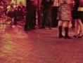 2K Film 24p - anonymous crowd gathering at night outdoor cafe bar Web Footage