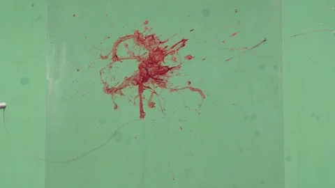 2K Heavy Central Blood Explosion Burst VFX Overlay on Green Screen Video stock 342044970