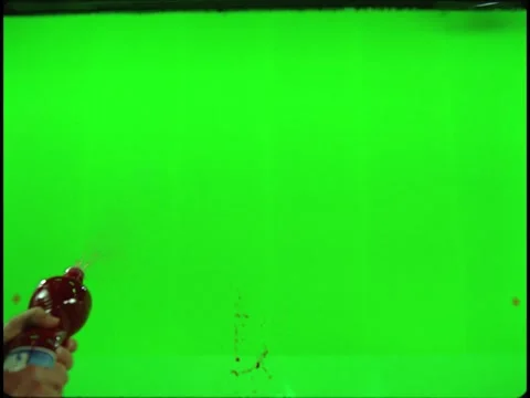 2K High Volume Blood Splash Stream VFX Overlay on Green Screen Stock Footage 345669825