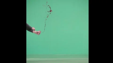 2K Long Duration Blood Spurt Stream VFX Overlay on Green Background Video stock 342041387