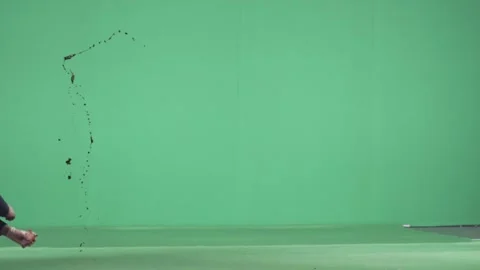 2K Low Horizon Blood Splash Burst VFX Overlay on Green Background Video stock 342036074