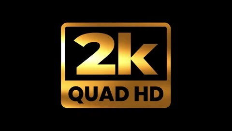 2K Quad HD Resolution Gold icon or Label Animation, Display Quality Indicat.. Stock Footage 309538880