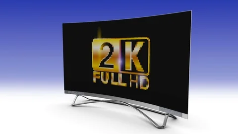 2k screen TV crumbles and becomes 4k. 3d render. Stock Footage 71628933