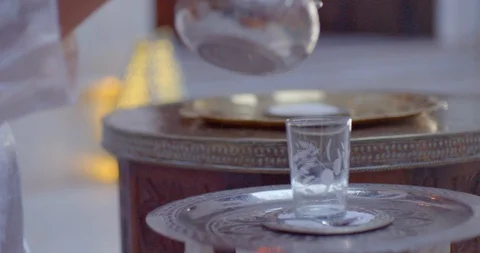 2k Serving traditional Moroccan tea in the Medina Stock Footage 129940153