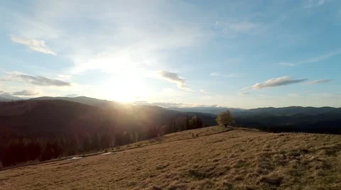 2K. Sunset in the mountains. Stock Footage 68324175