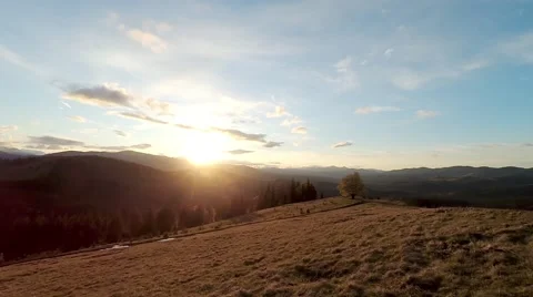 2K. Sunset in the mountains. Stock Footage 68324735