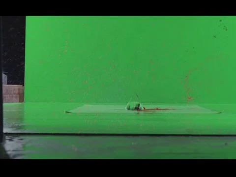 2K Surface Pool Blood Impact Burst VFX Overlay on Green Screen Video stock 346156895