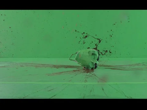 2K Sustained Neck Wound Blood Bleed Atmospheric Layer on Green Background Stock Footage 346156487