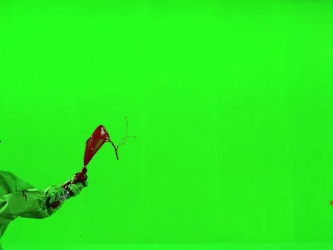 2K Sustained Parabolic Blood Stream Spray VFX Overlay on Green Screen Video stock 345666198
