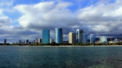 2k Time Lapse - City Skyline near Ala Moana 스톡 동영상 32106772