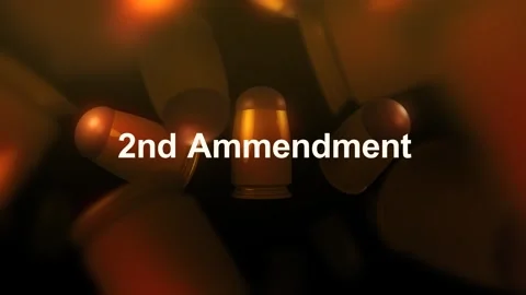 2nd Ammendment Text over 3D Spinning Bullets Background 3 Stock Footage 332552099