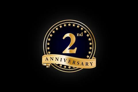 2nd anniversary gold logo Stock Illustration