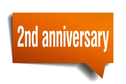 2nd anniversary orange 3d speech bubble Stock Illustration