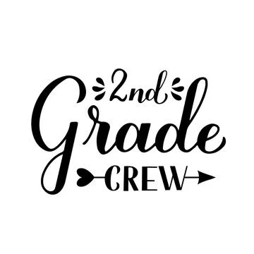 2nd Grade Crew calligraphy hand lettering isolated on white. First day of sch Illustrazione stock