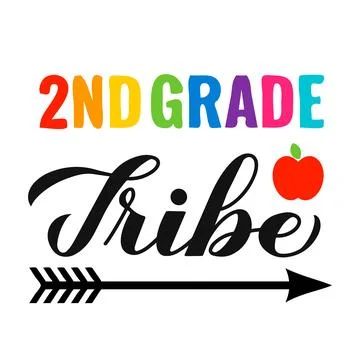 2nd Grade tribe calligraphy hand lettering isolated on white. First day of .. Illustrazione stock