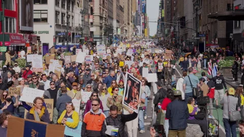 2nd No Kings Protest Rally At Times Square In New York City On 2025 Stock Footage 319475330