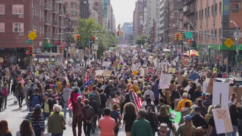 2nd No Kings Protest Rally At Times Square In New York City On 2025 Video stock 319477992