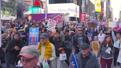 2nd No Kings Protest Rally At Times Square In New York City On 2025 Stock Footage 319622833