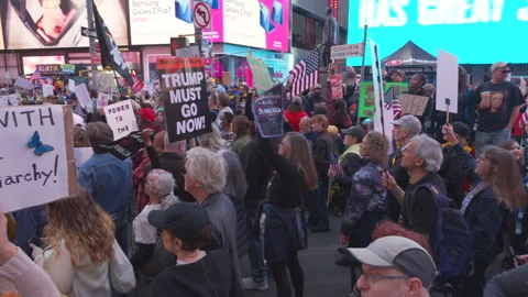 2nd No Kings Protest Rally At Times Square In New York City On 2025 Stock Footage 319628702