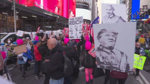 2nd No Kings Protest Rally At Times Square In New York City On 2025 Video stock 319926530