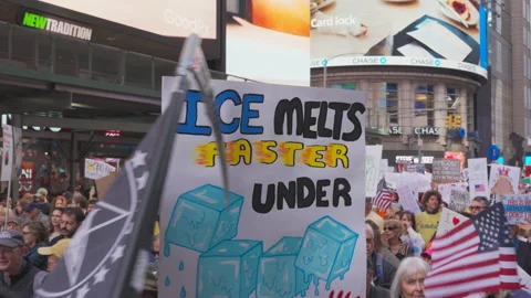 2nd No Kings Protest Rally At Times Square In New York City On 2025 Stock Footage 319930552
