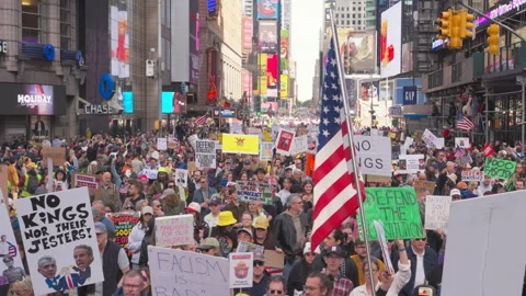 2nd No Kings Protest Rally At Times Square In New York City On 2025 Stock-Footage 319938669