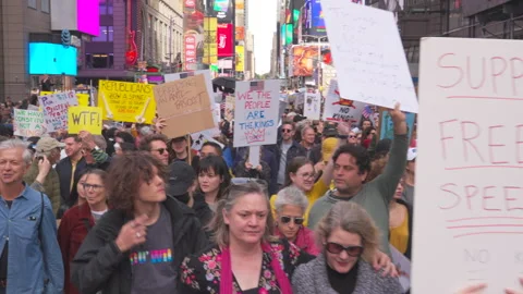 2nd No Kings Protest Rally At Times Square In New York City On 2025 Stock Footage 319947249