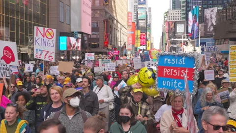 2nd No Kings Protest Rally At Times Square In New York City On 2025 Stock Footage 319952383