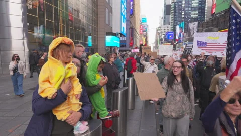 2nd No Kings Protest Rally At Times Square In New York City On 2025 Stock Footage 319968484