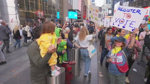 2nd No Kings Protest Rally At Times Square In New York City On 2025 Stock Footage 319969207