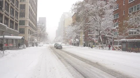 2nd Powerful Blizzard hits in East Village Manhattan in NYC on 2026 Stock Footage 337266943