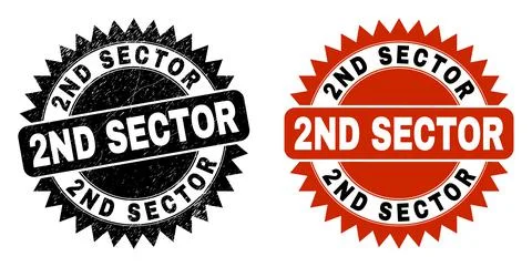 2ND SECTOR Black Rosette Watermark with Distress Texture Illustrazione stock