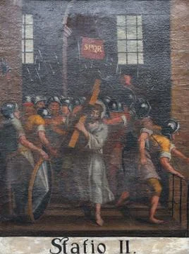 2nd Stations of the Cross, Jesus is given his cross Stock Photos