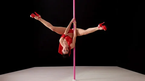 2of8 Girl dancing lap dance, beautiful woman doing pole dance Stock Footage 33890619