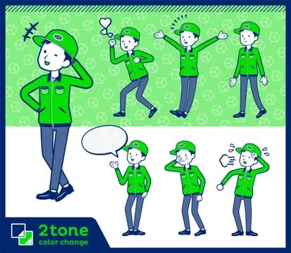 2tone type Delivery men set 03 Stock Illustration