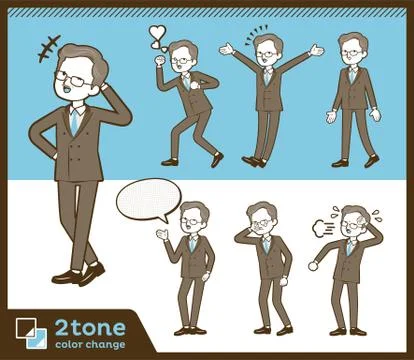 2tone type Double suit old men set 03 Illustrazione stock